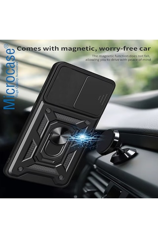 Microcase Xiaomi 17t Pro İle Uyumlu Qubec Serisi Kamera Kapaklı Yüzük Standlı Kılıf-al5117