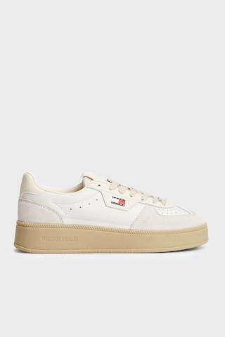 Tommy Jeans Logolu Deri Sneaker Ayakkabı Kadın Ayakkabı En0en03091 Ybl Beyaz