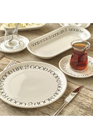 Bella Maison Motto Seramik 26 Parça 6 Kişilik Kahvaltı Takımı Beyaz