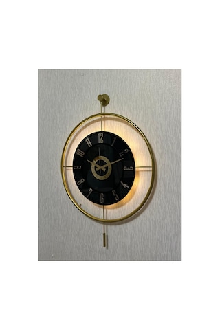 Pey Aksesuar Metal Camlı Duvar Saati 60x80 Cm Büyük Boy Işıklı Gerçek Cam Gold-füme-siyah-gold M61-gold-füme-siyah-gold