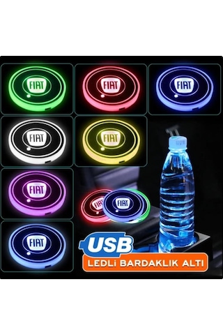 OtoÇizgi Fiat Uyumlu Ledli Bardaklık Altı Usb Şarjlı 2 Adet N11.1803 OtoÇizgi