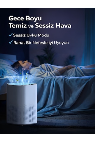 150 M³ Hacim Akıllı Hava Temizleyici 3 Katmanlı Hepa Hava Filtreli Temizleme Makinesi - Sessiz Beyaz