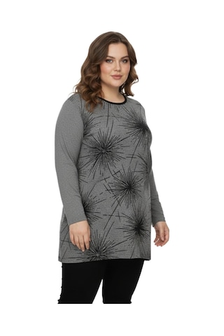 Kadın Yumoş Taşlı Baskılı Tunik Bgl-st05071 Gri