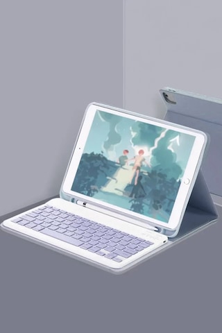 Newface Apple iPad Uyumlu  Air 11 2024 Kılıf Kc01 Smart Klavyeli Tablet Kılıfı - Lacivert Renkli