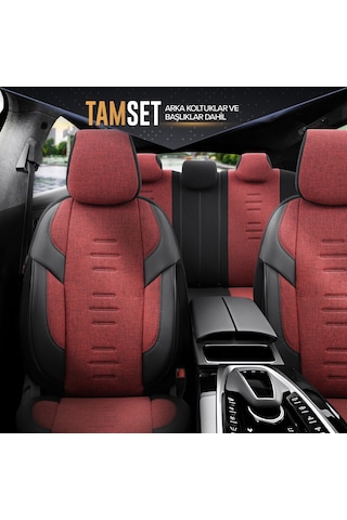 Throne Design Terletmeyen Keten Kumaş Ekstra Destekli Özel Tasarım Universal Oto Koltuk Kılıfı Tam Set