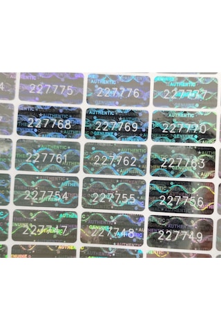 Hologramlı Garanti Etiketi Seri Numaralı 1X2 Cm 98 Adet