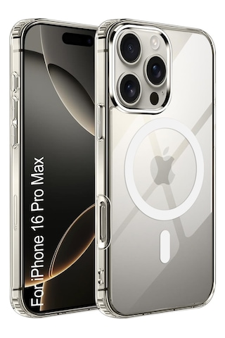 İphone 16 Pro Max Uyumlu Magsafe Kablosuz Şarj Özellikli Şeffaf Kılıf