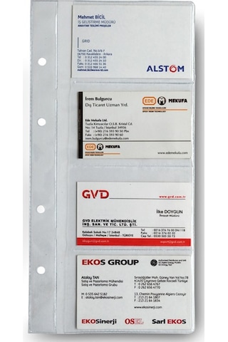 Mekanizmalı Kartvizit Albümü Yedeği Şeffaf Dar 4 Gözlü 12x25.5 Cm Şeffaf