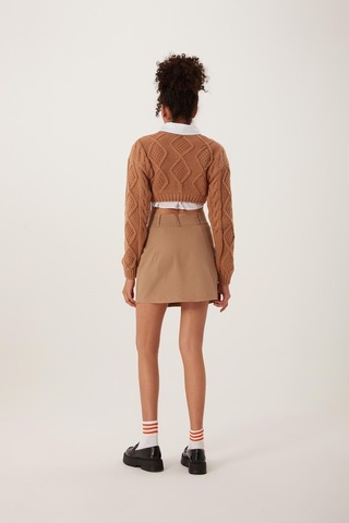 Quhox Kadın Triko Sweatshirt Taba