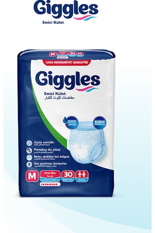 Yetişkin Emici Külot Bez Orta Boy Medium Bel Ölçüsü 70-120cm Islaklık Göstergeli - 1 Paket 30 Adet M