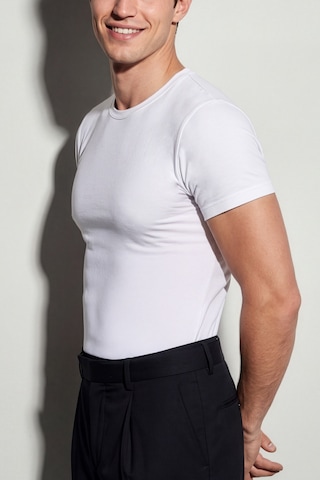 Auw Erkek Bisiklet Yaka Pamuklu Modal Basic T-shirt - Softfit Beyaz