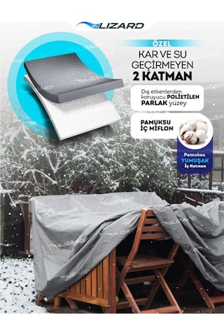 Masa Sandalye Bahçe Mobilya Koruma Kılıf Örtüsü Gri 260x160x80cm Su Geçirmez