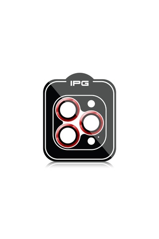 Apple Uyumlu iPhone 16 Pro / Pro Max İçin Ipg Kamera Lens Koruyucu - Kırmızı