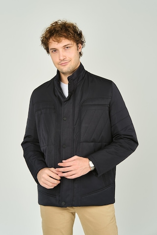 Lucas Erkek Hakim Yaka Desenli Fermuar Ve Çıtçıt Kapamalı Kaban 4782 Lacivert Lacivert