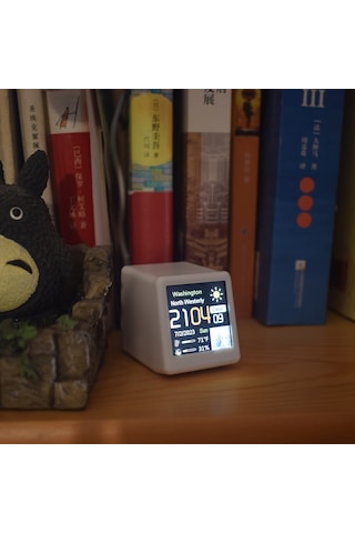 Jeehugo Beyaz Wifi Oled Masaüstü Hava Durumu Saati - Tarih, Sicaklık, Nem, Canlı Veriler Ve Telefon Albümü Resim/animasyon Gösterme Özelliği