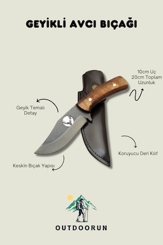 Geyikli Avcı Kamp Bıçağı Kahverengi
