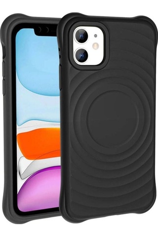 Apple Uyumlu iPhone 11 M-safe Şarj Özellikli Airbagli Mat Görünümlü Zore Hepi Kapak Gri
