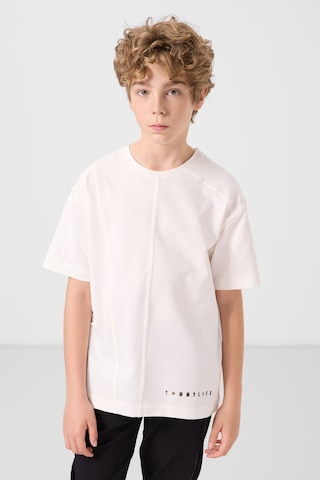 Basic Oversize O Yaka 2li Paket Ekru-açık Yeşil Erkek Çocuk T-shirt - 11297 Ekru-kaktüs