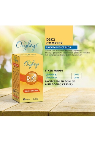 Oxyheys D3 K2 Complex Takviye Edici Gıda 30 Kapsül