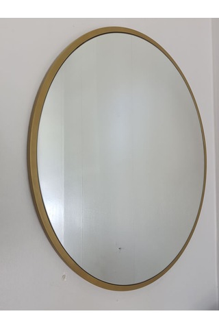 Ayna Denizi Circle Eighty Gold Model Gold Altın Renk Metal Çerçeveli Yuvarlak Dekoratif Ayna Gold - Altın