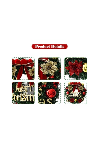 Fiyonklu Noel Çelenk Düğüm Sahte Çiçekler Toplar 20 Çok Renkli