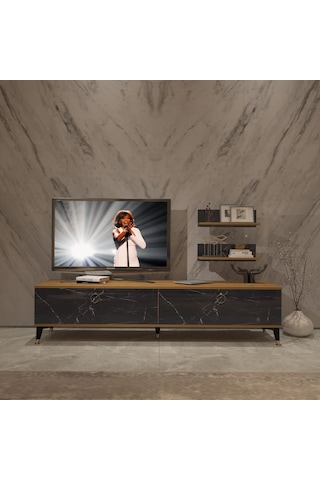 Decoraktiv Eko 4 Mdf Std Gold Tv Ünitesi Tv Sehpası Pera - Siyah Mermer