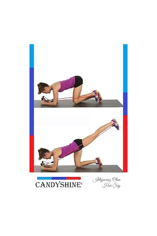 Candyshine 10 Parça Kondisyon Kardiyo Fitness Egzersiz Direnç Lastiği Çok Renkli