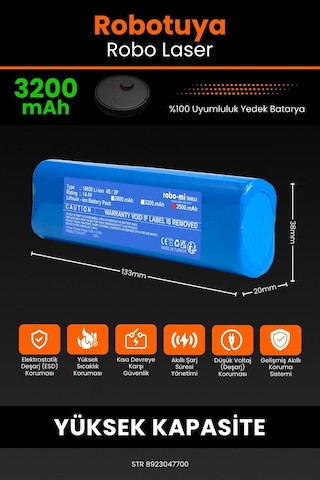 Robotuya Robo Laser Uyumlu 3200 Mah Robot Süpürge Pili