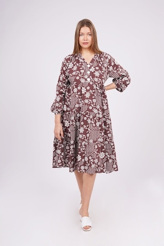 Gabria Kadın Desenli Elbise Kahve