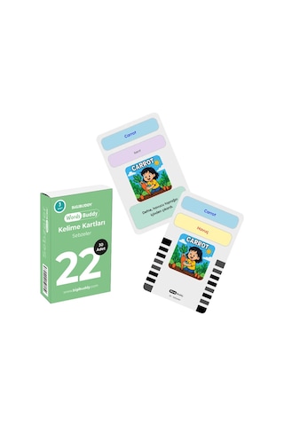 Bigibuddy Wordsbuddy Türkçe İngilizce Kelime Kartları Besinler Ve Mutfak 90 Kart 3 Lü Set Bigione Cihaz Hariç