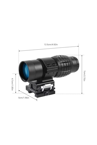Magnifier 3x Yakınlaştırmalı Dürbün - 22mm Ray Uyumlu, Katlanır Yaylı Ayaklı Siyah