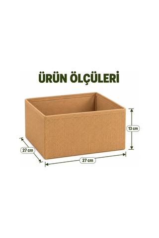 Harmony Jüt Tekli Organizer Katlanabilir Düzenleyici Jüt Sepet, 27 27 13 Cm, Bej