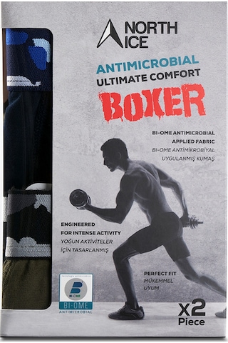 North Ice 2'li Kamuflaj Boxer Laci/haki Nı202110103 R109 Haki - Lacivert