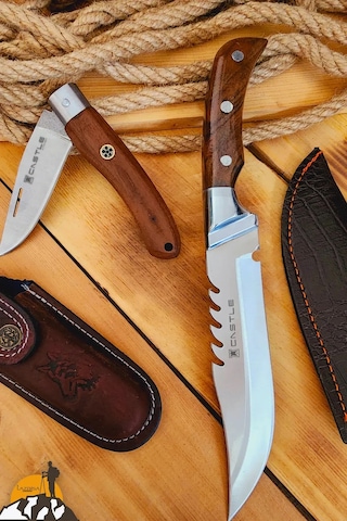 Ceviz Sap Outdoor Kamp Bıçağı Çakısı Piknik Bıçak Çakı Kmp-03 Kahverengi