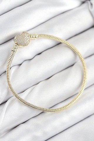 Pirinç Charm Zirkon Taşlı Kalp Model Gold Renk Kadın Bileklik - Tj-bb7809 Çok Renkli