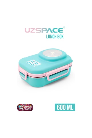 Uzspace 600 Ml Çorba Kaseli-çelik Kaşık Çatallı Paslanmaz Çelik Bento Lunch Box Yeni Nesil Sefer Tası-fflbox8021600 Turkuaz