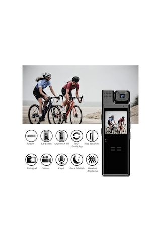 Ulzyvf Wifi Vücut Kamerası Siyah, Gece Görüşlü 4k 180 Aksiyon Cmr-19 Siyah