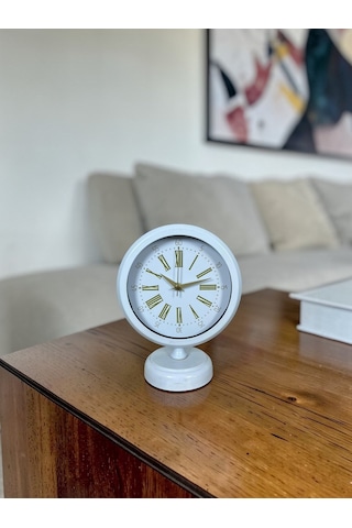 Büro Ev Ofis Hediyesi İçin 20x25cm Beyaz Veloria Metal Masa Saati Diğer