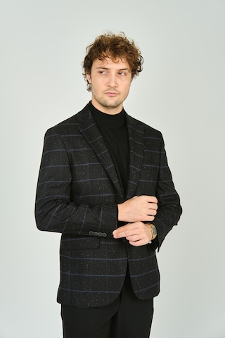 Gio Erkek Klasik Kesim Ekoseli Regular Fit Yün Ceket 3435 Siyah Siyah