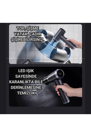 Polham 130w 20.000pa 7800mah Şarjlı Profesyonel Araç Süpürgesi, Led Işıklı Oto Süpürge Ve Üfleme Makinası