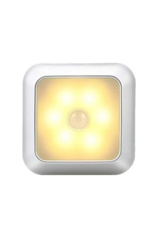 Cbtx Kare İnsan Kızılötesi Sensör Işığı Gece Lambası - Gümüş / Sıcak Işık Diğer