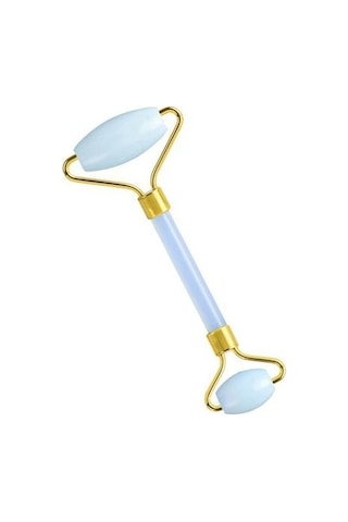 Açık Mavi Yeşim Rulo Yüz Masaj Aracı Doğal Opal Guasha Taş Yüz Anti Aging Terapi Aracı Qccugk Beyaz