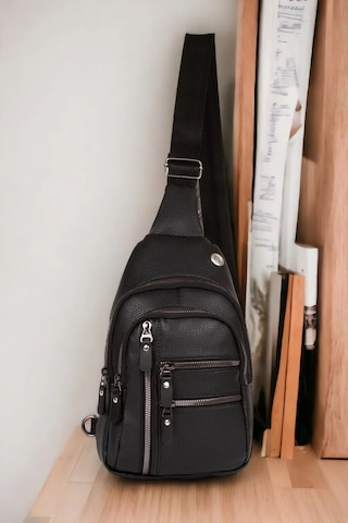 Newish Polo Deri Usb Kulaklık Çıkışlı Fermuarlı Çapraz Göğüs Ve Omuz Çantası New160 - Siyah