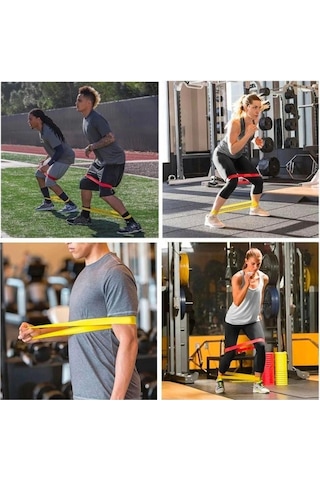 Ollevra 5li Egzersiz Direnç Bant Seti Pilates Crossfit Ekipmanları Çok Renkli