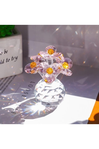 Şeffaf Taban Mini Cam Çiçek Heykeli Süsü Yapay Çiçek Figürin Yıl Dönümü Style 20