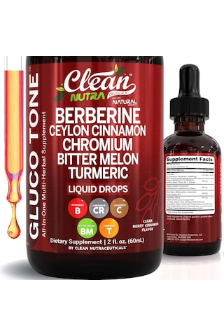Clean Nutraceuticals Berberine With Ceylon Cinnamon Supplement Liquid Drops 60 Ml, Bitter Melon Extract Usa Menşeii Dmmedicineden Aromasız