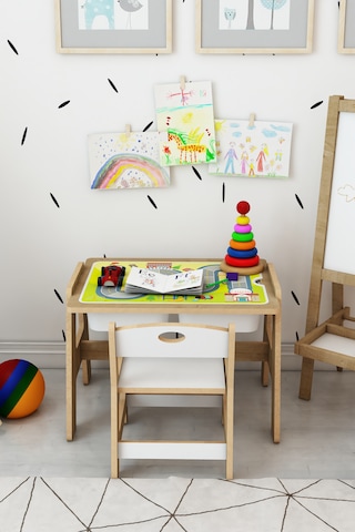 Lesson Montessori Ahşap Aktivite Masa Sandalye Takımı Yeşil