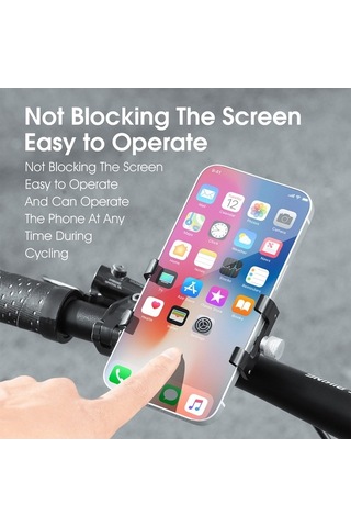Fortunelane Alüminyum Bisiklet Telefon Tutucu - Güvenli Sürüş İçin Telefon Askısı 55-100mm Siyah Siyah