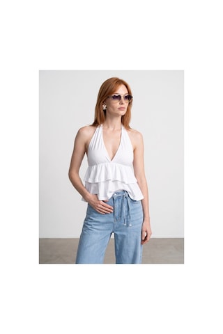 Dilvin 33017 Lyocell Halter Top-beyaz-16462