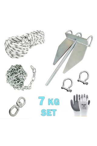 Tekne Ve Şişme Bot İçin Hazır Çapa Seti Danfort Çapalı 7 Kg Set